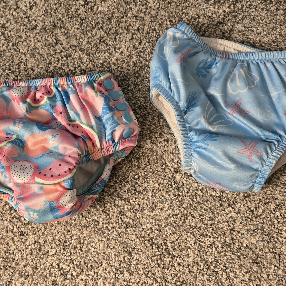 Reusable Kids Swim Diaper Set - Blue & Pink Sea Fruit Prints